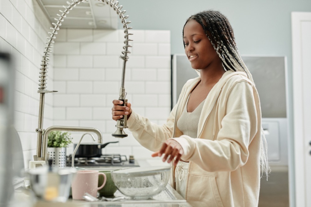 black woman cleaning