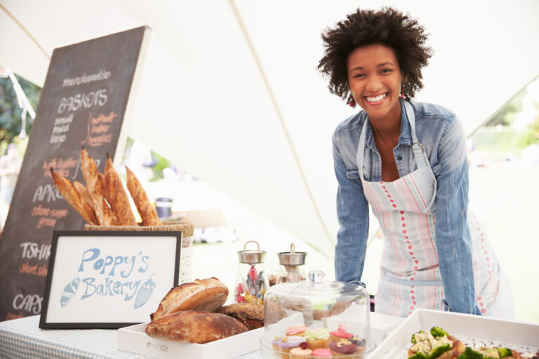 Black business vending at event.