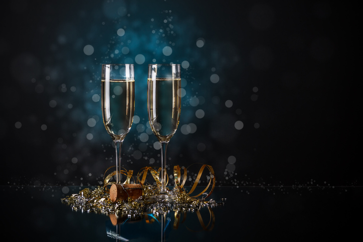 Champagne glasses on New Year's Eve