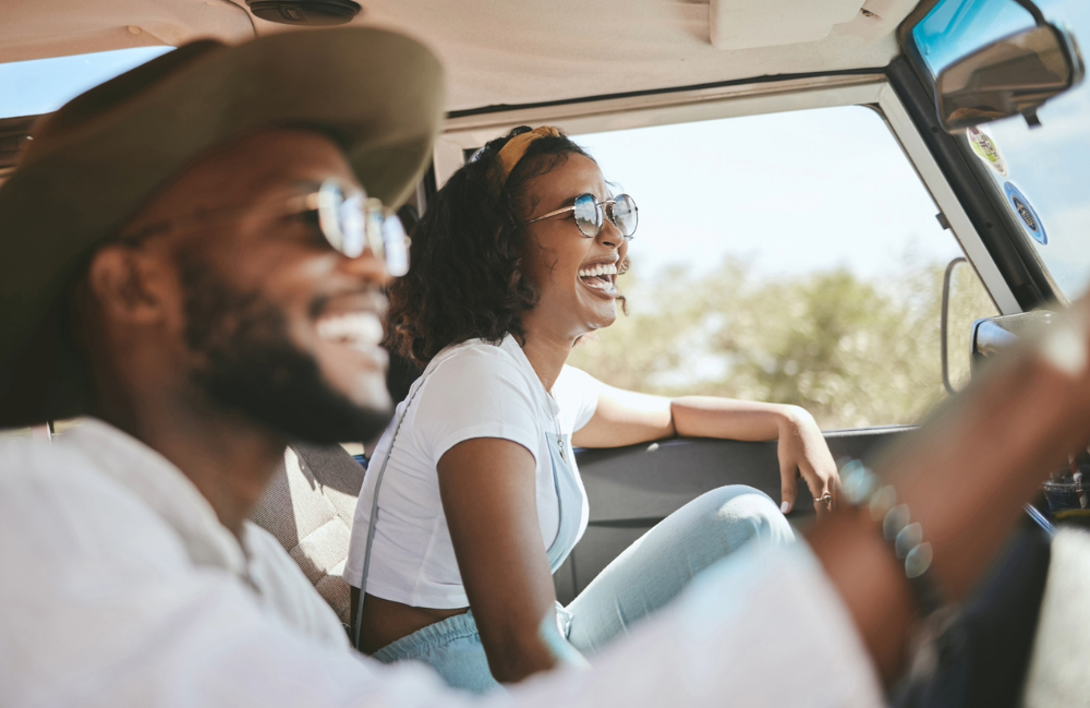 One Love- A Gentle Valentine's Reminder depicted in Black couple in car image