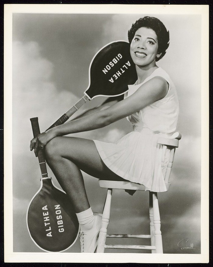 Althea Gibson in tennis whites.