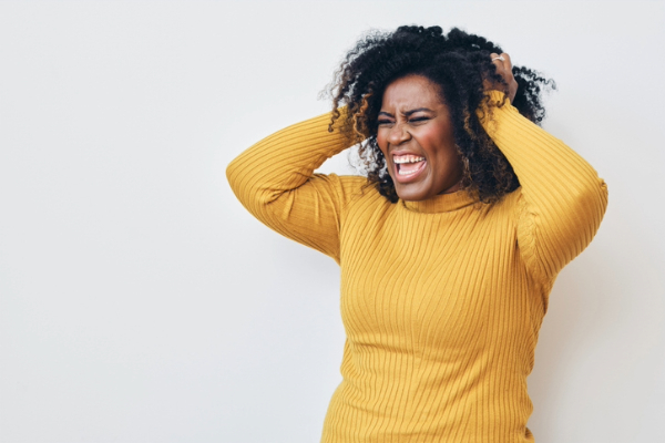 Black woman battling mid-life crisis.