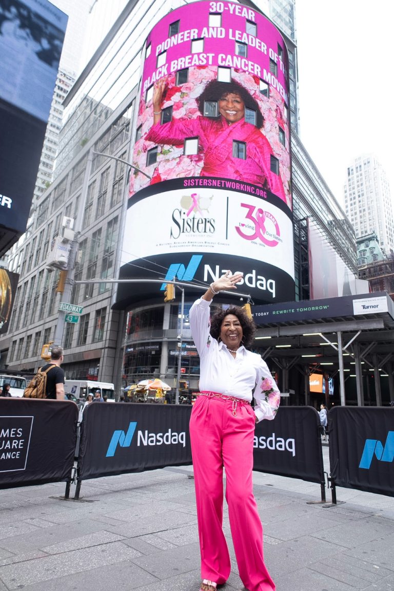 Karen Eubanks Jackson of Sisters Network Inc. in front of NASDAQ building