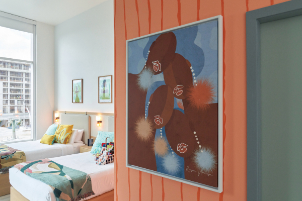 Room filled with Reyna Noriega's art spreading joy.
