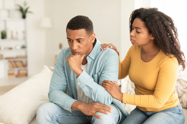 Couple in struggle love relationship.