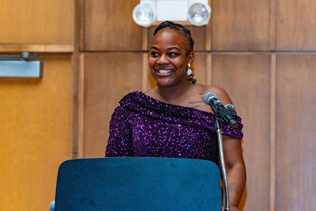 Founder of SAILS, Sadija Smiley, speaks at the event.