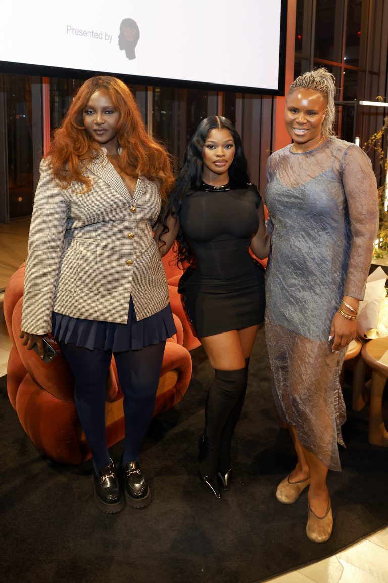 Simi Muhumuza, JT, and Tomi Talabi on the stage at The Black Beauty Talks.