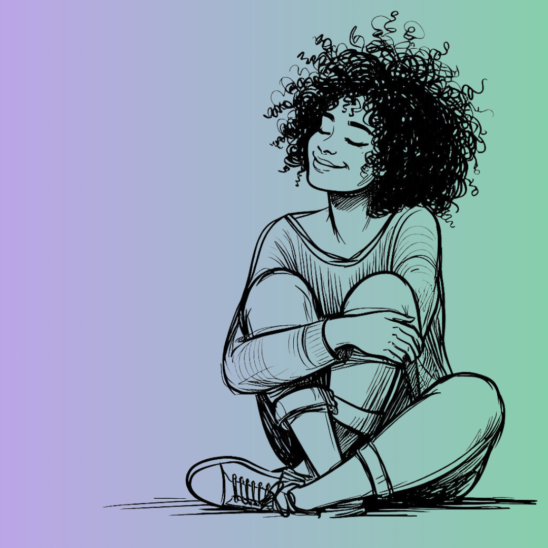 Black woman in love with herself.