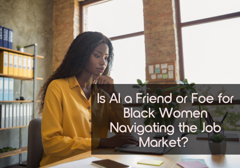 Black woman navigating the job market and being discriminated against by AI.