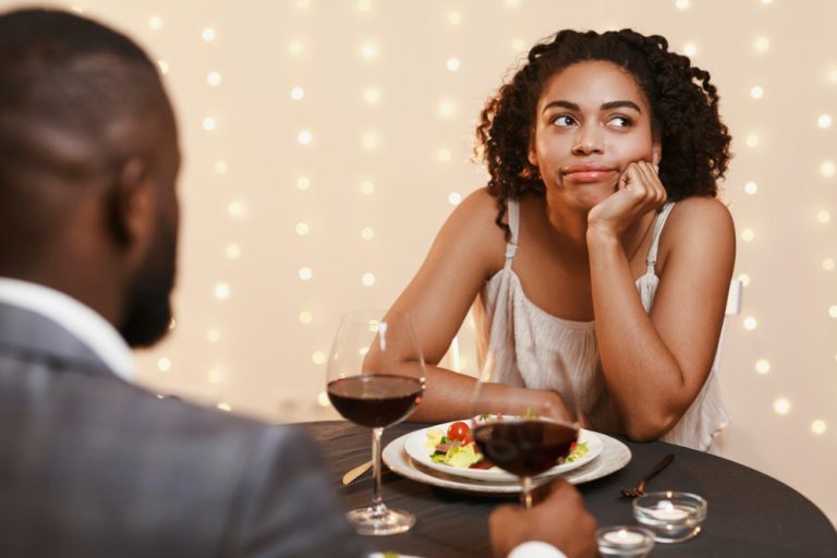 Black woman bored on first date, 10-first date questions