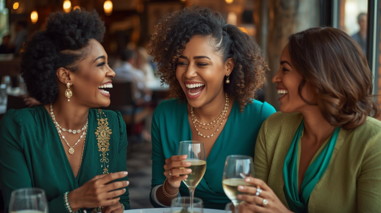 Black women in business community at lunch.