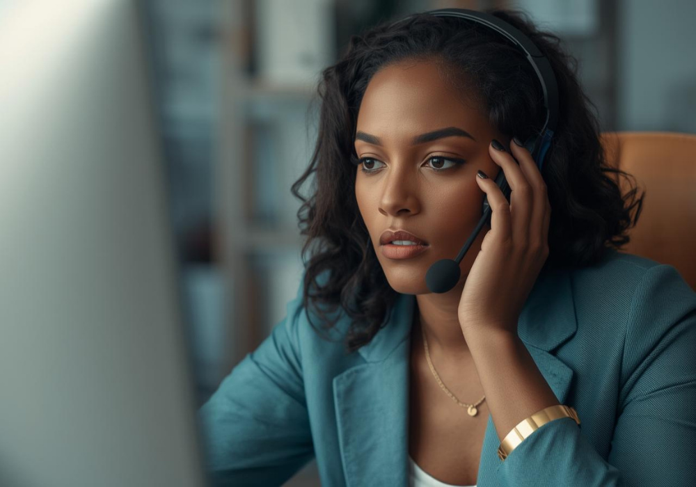 Black woman publicist on a call to discuss PR plan