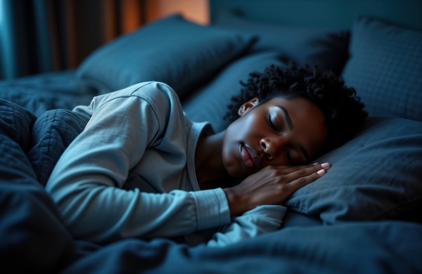 Black woman at rest, sleeping. 