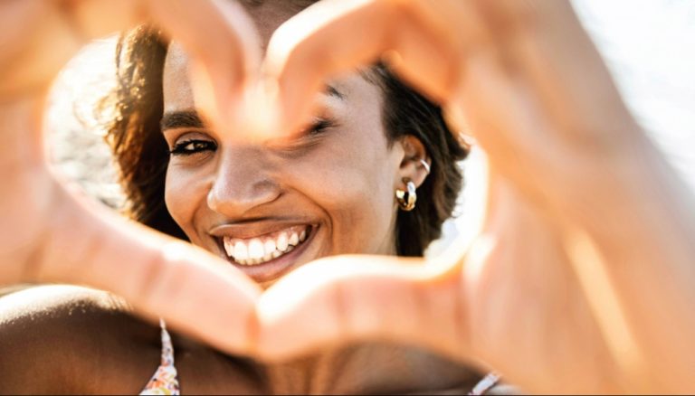 Black woman choosing herself for Valentine's Day