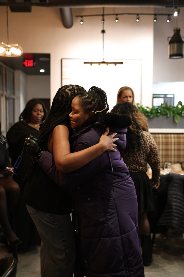 Barter Black® Nicole Murphy and Fancy, founder of SwagHer Magazine at Barter Black® App Launch (Bowie). Photo by Derrick Hawkins.