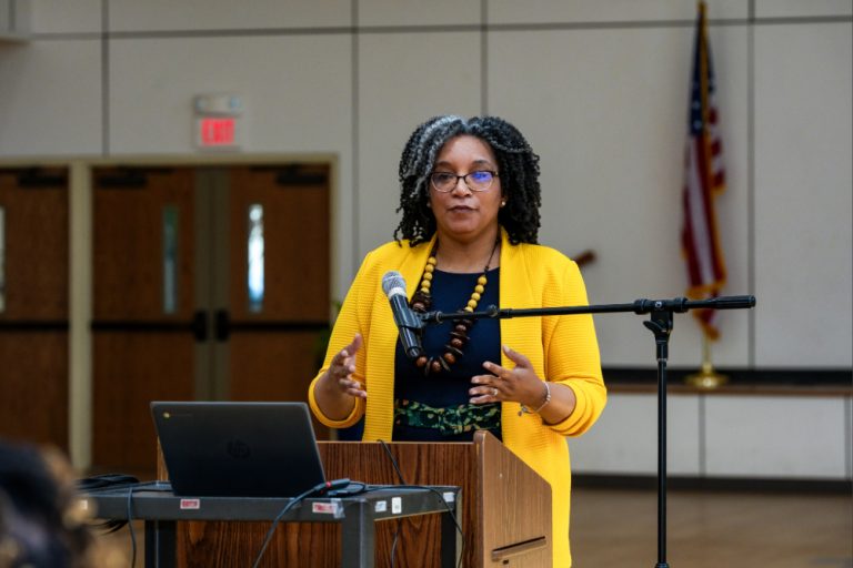 Dr. Michelle Beadle speaking at Nurturing the Whole Self: Inside SAILS’ Wellness Event Centered on Food, Healing, and Mental Wellness