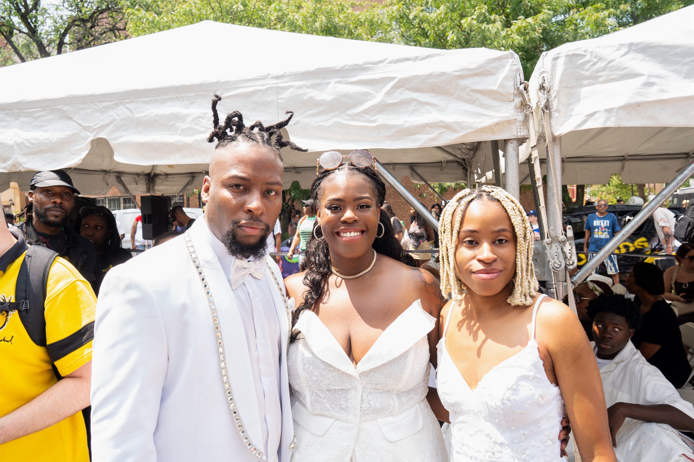 Young Dirty Bastard (Bar-Sun Jones), Taniqua Jones, and Shaquita Jones honors thier father at the ODB Jones Way street naming in Bedstuy Brooklyn.