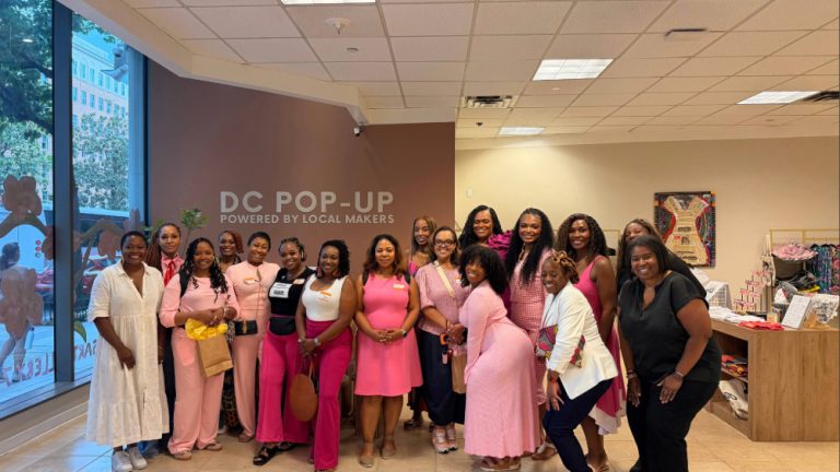 50 Shades of Pink DC Bus Tour Celebrates Black Women-Owned Businesses Across the DMV- group photo at DC Pop-Up