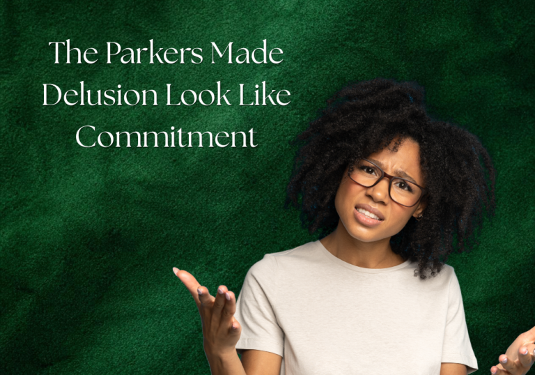 The Parkers Made Delusion Look Like Commitment- Black woman looking confused against a green background